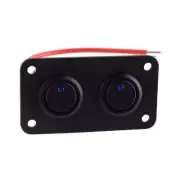 1x Black 2 Gang Mini Rocker Toggle Switch Panel for Car RV Truck Blue Light