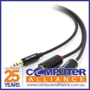 2 Metre ALOGIC Premium 3.5mm Stereo Audio to 2 X RCA Stereo Male Cable (1) Male