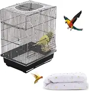 DECKALY Bird Cage Seed Catcher, Seed Catcher Guard Net Cover, Parrot Nylon Mesh Net Cover, Universal Soft Airy Cage Net Stretchy Skirt for Round Square Cages (Star-White, 15.7" x87")
