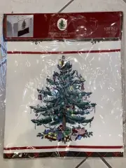 NEW NIP ￼SPODE CHRISTMAS White Red Plaid Mistletoe￼ TREE TABLE RUNNER 13” X 108"