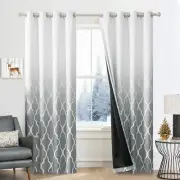 Ombre Full Blackout Curtains 84 Inches Long 2 Panels for Living Room Bedroom Gre