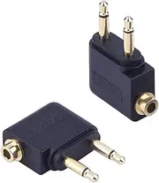 Premium 2-Pack Airplane Headphone Adapter, Golden Plated 3.5mm Jack-Converter for Use with Personal Headphones on Air Flights
