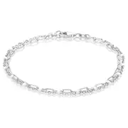 Sterling Silver 19cm White Enamel Double Row Bracelet