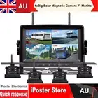 Wireless 4xBig Solar Paddel Magnetic Camera 7"Monitor For Front RearView Reverse