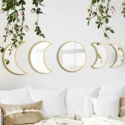 YUBAIHUI Boho Moon Phase Mirror Set for Spiritual Room Decor - Glass Moon Mirror