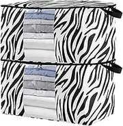 Joisal Zebra Stripes 2 Pack under Bed Storage Bags, Fabric Storage Bags, Storage for Bedroom, Large Storage Bags