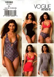 Vogue Sewing Pattern 9192 V9192 Swimwear Swimsuits Bikini Size 14-16-18-20-22