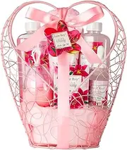 Gift Basket For Women, 8pcs Spa Set of Lily & Peony Home Spa Set, Beauty Personal Care Set Includes Jojoba Essential Oil, Spa Self Care Kit - Bath Body For Thank You, Birthday, Mom, Anniversary Gift