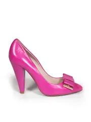 Pink Leather Bow Detail Heels
