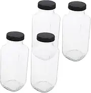 Zerodeko Glass Drinking Jars 4pcs Reusable Water Bottles Small Bottles for Juicing Smoothie Containers Stable