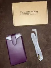 Peacocktion Purple Phone Credit Card Crossbody With Strap NWT