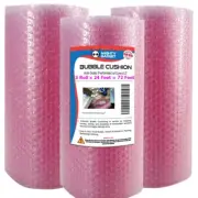3 Pack Bubble Cushioning Wrap Rolls, Air Bubble, 12 Inch x 72 Feet Total Pink