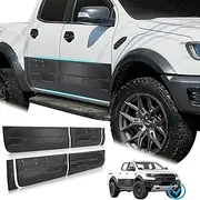 for Ford Ranger Raptor 2018-2022 PX3 Side Door Body Moulding Cladding Trim, Matte Black Car Exterior Front Rear Side Door Body Cladding Moulding Kit Guard Protector Accessories, 6PCS