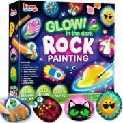 Rock Painting Kit- Glow in the Dark Rock Kit, Arts and Crafts for Kids Ages 6-12