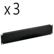 3 Pack Lot, Two Space 2U 19" Blank Network Rack Mount Server Panel Filler Spacer