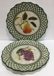 Raymond Waites Cornucopia 2 Dinner Plates Pear & Grape Design Certified Intl