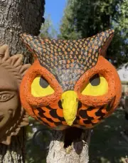 Vintage Style Owl Halloween Jack O’Lantern Paper Mache Pumpkin Handmade
