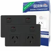 Gerintech Double Power Point, GPO Power Outlet 250V, 10A (Black, 2units/Pack)