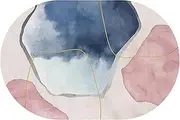 Nordic Design Pink Blue Living Room Dining Office Bedside Soft Area Rugs 70x140cm Washable Oval Non Slip Rugs Balcony Kitchen Floor Decor Mats(3.6ft×6.2ft/110×190cm)