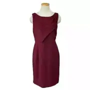 White House Black Market Dress Women's 4 Red NWT Sheath Tie Shoulder Midi