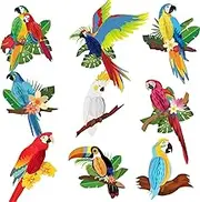 AIMALL 9X Tropical Parrot Honeycomb Decorations - Vibrant Hawaiian Hanging Birds for Summer Party, Bar, Wall Decor