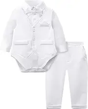 [mintgreen] Baby Suit Boy, 3 Pieces Formal Outfit Christening Suit Gentleman Tuxedo Shirt & Vest + Trousers