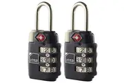 2x Lewis N Clark TSA Combi Lock Travel Luggage Padlock - Black