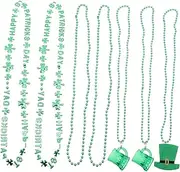 BCOATH 7pcs Shamrock Bead Necklace for Patrick's Day Festive Decorative Chain Accents Party Accessory for Celebrations and Costumes