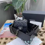 CHANEL 香奈兒 22P 新款 黑色 金鏈小羊皮 MINI手柄 小廢包 手提包 單肩包 斜挎包