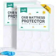 Crib Mattress Protector Sheets Waterproof 2 Pack, Quilted Crib Mattress Pad Cove