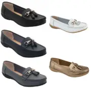 Wos Casual Leather Flat Loafer Tassel Moccasin Low Wedgemen Ladie Shoes NAUTICAL