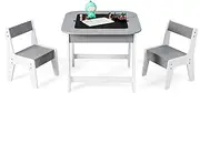 HONEY JOY Kids Table and Chair Set, 2 in 1 Children Activity Table w/Removable Double Sided Tabletop & Storage Space, 3-Piece Toddler Furniture Set for Drawing, Reading, Art, Craft, Playroom, Nursery