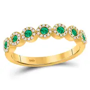 10k Yellow Gold Round Emerald Diamond Stackable Band Ring 1/2 Cttw
