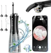 CozyZen Oral irrigator Visual Water Flosser C2 with 10 MP Camera for Teeth, 2 Modes 12 Gears IPX7 Portable 350ML Water Tank