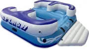 Serenelife Inflatable Floating Island - 4-Person Water Lounge Raft with Built...