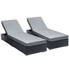 Gardeon 2PC Sun Lounge Wicker Lounger Outdoor Furniture Day Bed Adjustable Ra...