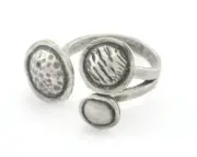 Flowers Adjustable Ring Antique Silver Plated brass (18mm 8US inner size) 3288