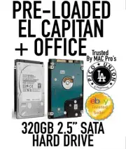 APPLE 320GB Hard Drive OS X EL CAPITAN +OFFICE MacBook Pro 2009 2010 2011 2.5"