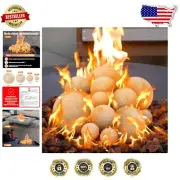 Durable & Stylish Beige Ceramic Fire Balls for Enhanced Flame Dynamics - 12 Pack