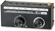 Audio Switcher -6-Way 3.5/6.35mm Stereo Audio Switch - Signal Source Switcher Selector Splitter Box with Line Controller