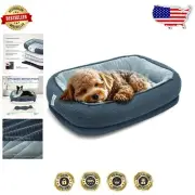 Blue 24'' Orthopedic Pet Bed with Memory Foam and Non-Slip Base for Small Dogs