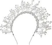 Healvian Crown Headwear for Women Wedding Head Jewelry Tiara for Bride Headpieces for Headpiece Spiked Goddess Headdress Bridal Tiara Bride Tiara Silver Pearl