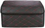ATATHXHQay Car Trunk Storage Box PU Leather Car Foldable Storage Multiuse Portable Storage Organization Tool Car Trunk Bag Auto Storag Box(Black-Red-Medium)