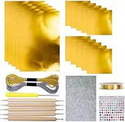 Gold Foil Transfer Sheets | Handmade Foil Paper Craft Kit - Shiny Gold Crafting Accessory with Shimmer Effect for Art Painting Projects by Kids Adults
