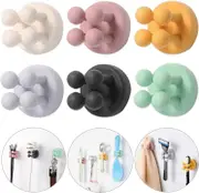 Promotional sales 6-Pack Silicone Toothbrush Holder - Multifunctional Hook Waterproof Self-Adhesive Wall Mount Single Hook for Hanging Keys, Practical