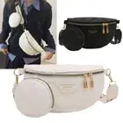 Woven Lattice Pattern Fanny Pack PU Leather Waist Belt Bags For Women