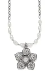 Brighton Kyoto In Bloom Silver Pearl Crystal Cherry Blossom Pendant Necklace New