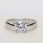 Unique Design Solitaire Sterling Silver Moissanite Round Cut Engagement Ring