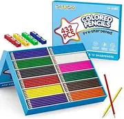 OCHIDO 432 Count Colored Pencils Bulk, Pre-sharpened Colored Pencils for Kids in 12 Vibrant Colors, Color Pencil Set with 12 Sharpeners, Back to School Supplies Classroom Essentials
