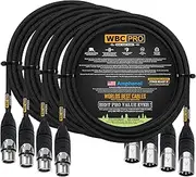 4 Units - 3 Meter - WBC-PRO-Quad Ultra-Silent Ultra-Flexible Balanced Star-Quad Cable with Amphenol Male & Female XLR Plugs & Black Tweed Jacket